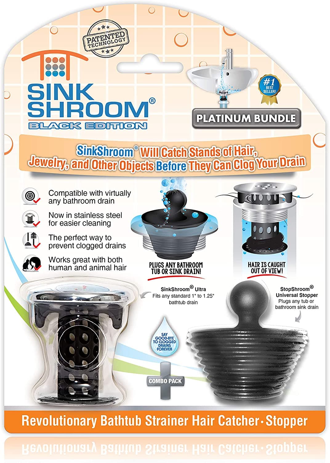 SinkShroom The Revolutionary Sink Drain Protector Hair Catcher/Strainer/Snare - Blowout Sale - Senior.com Bathroom Accessories